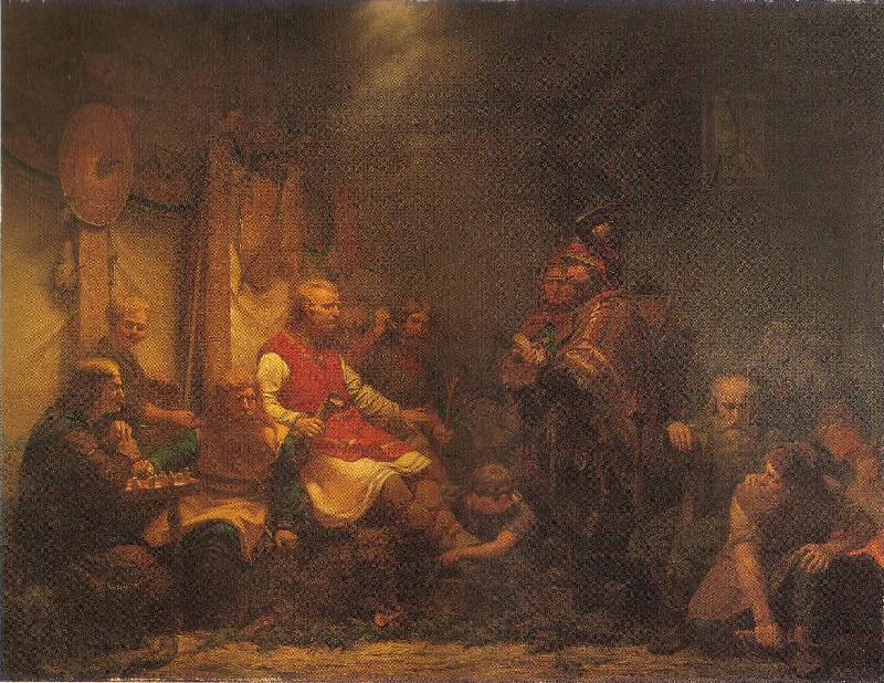 august malmstrom Konung Ellas sandebud infor Ragnar Lodbroks soner Norge oil painting art